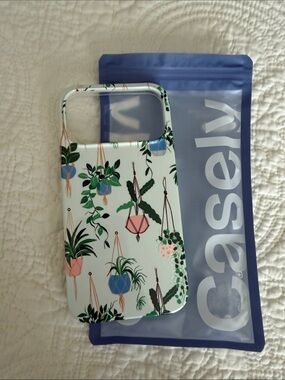 Casely White iPhone Case with Subtle Green Trim